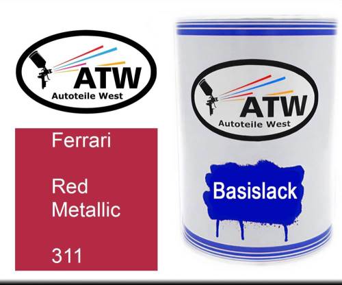 Ferrari, Red Metallic, 311: 500ml Lackdose, von ATW Autoteile West.